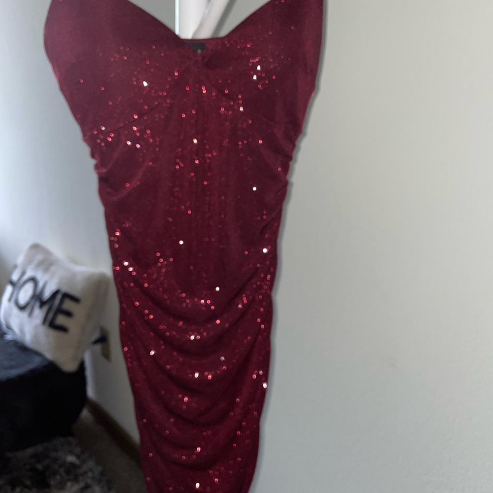 Windsor Strapless Burgundy Sequin Dress